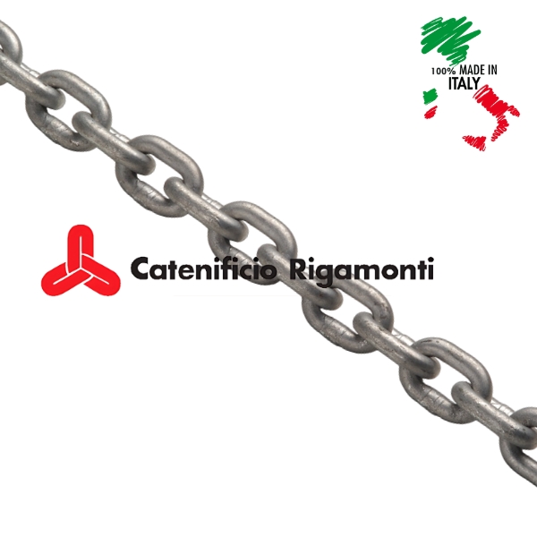 Catena calibrata zincata a fuoco per verricelli Rigamonti