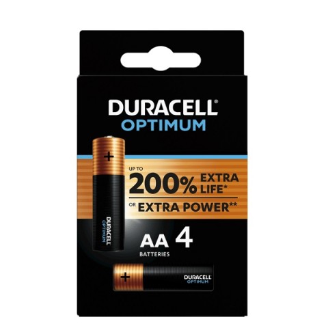 Batteria alcaline DURACELL OPTIMUM stilo AA blister pz.4