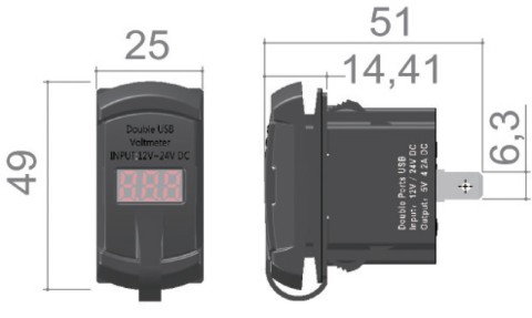 Double USB A+C socket and 12/24V voltmeter (14.195.63)