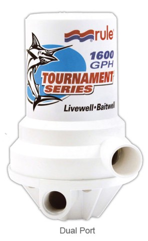 Pompa RULE TOURNAMENT DUAL-PORT 12V 100lt/min. per vasche del vivo