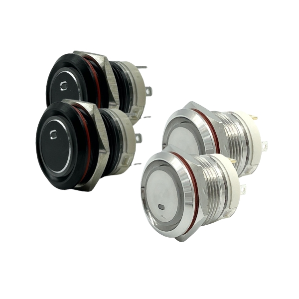 FLAT switches black/inox 20A 9/24V LED white/blue/green/red