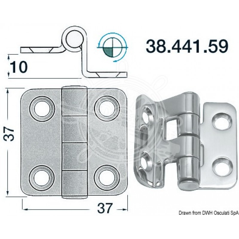 Cerniera inox a sbalzo mm.37x37 (38.441.59)